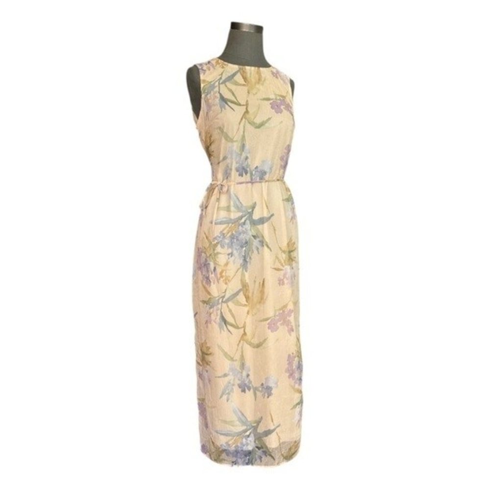 Scarlett Vintage Pastel Floral Sleeveless Maxi Dress Blue Purple Green Size 9-10 - Picture 4 of 8